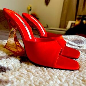Zara Orange 70’s Acrylic Heeled Sandals
